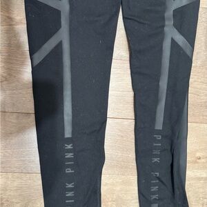 Victoria Secret PINK Black Leggings with Pink Logo